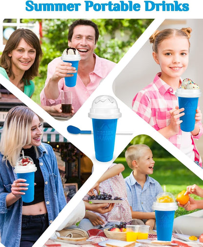 Create Delicious Frozen Treats Anytime with the Magic Slushy Maker Cup – DIY Reusable Freeze Cup in Vibrant Blue, Complete with Straw & Lid!
